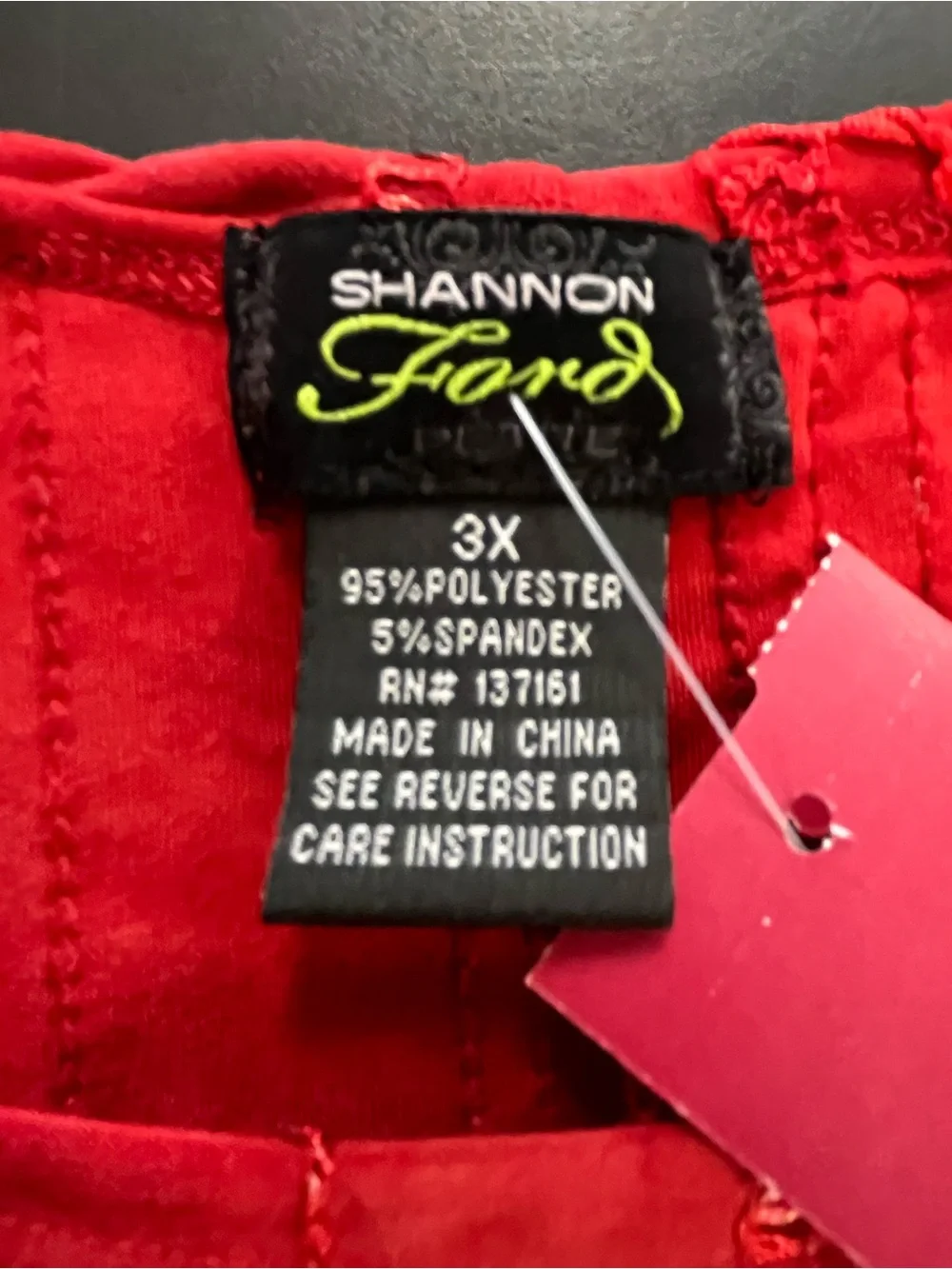 1575/ Shannon Ford Red Sequin-Trim Tunic Top Size 3x
